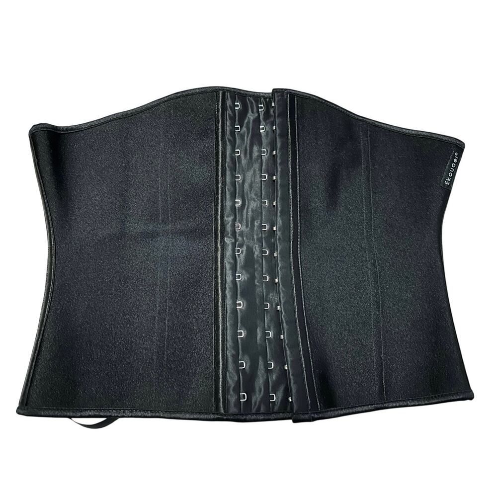 Ekouaer Black Underbust Waist Trainer Corset 3-Row Hook Tummy Shapewear Cincher
